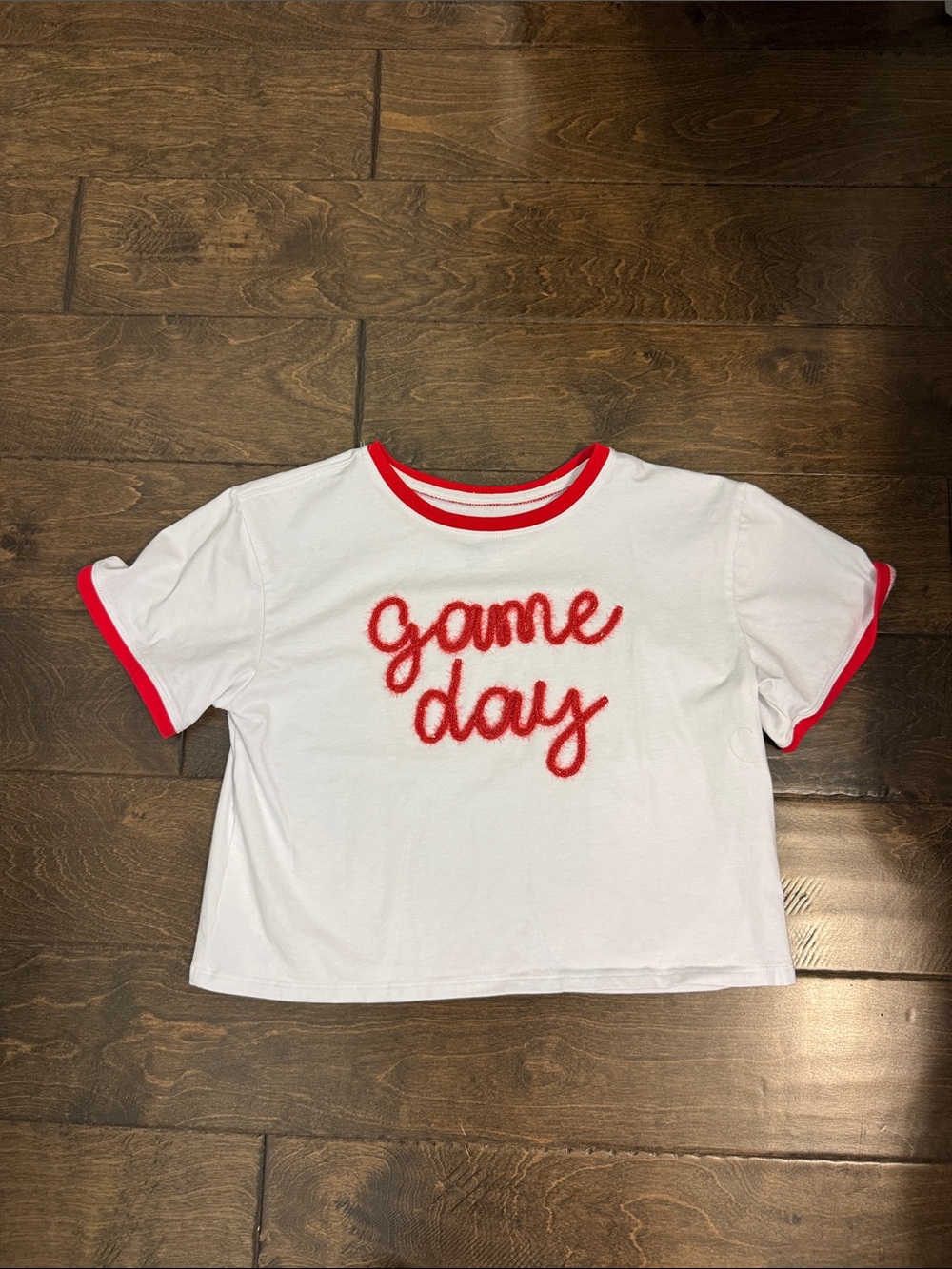 Kids 'Game Day' White Tee with Red Trim